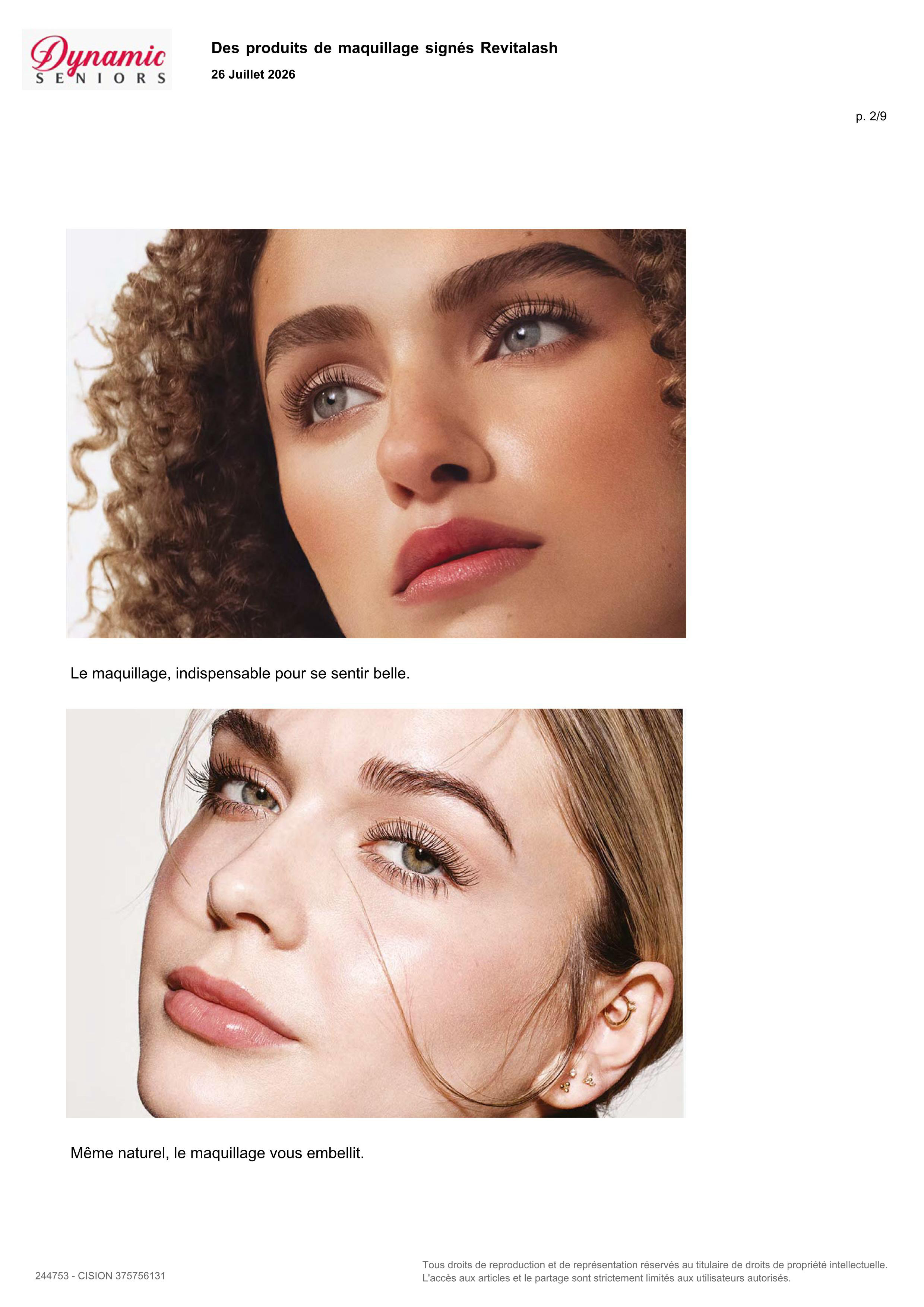 Des produits de maquillage signés RevitaLash® paru dans Dynamic Seniors - Juillet 2026 
